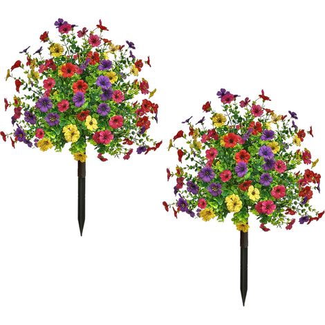 Set mit 2 lila Eukalyptus-Bodenpflanzgefäßen zur Terrassendekoration, künstliches Grün für den Außenbereich für Frühling/Sommer (verschiedene Farben) (1/2)