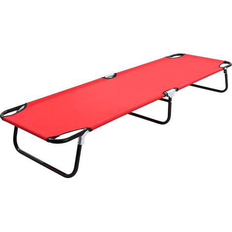 Bain de soleil pliable Chaise de jardin - Transat de jardin Rouge Acier BV341336 - BonneVie (1/5)