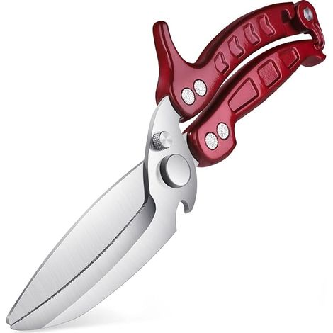 Forbici per pollame, forbici da cucina extra resistenti e affilate, forbici da cucina rosse, forbici per carne, lavabili in lavastoviglie (1/5)