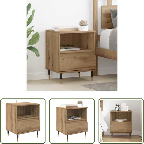 Rangement chambre -  Cabinet de chevet avec tiroir Chêne artisanal 40 x 35 x 50 cm (1/5)