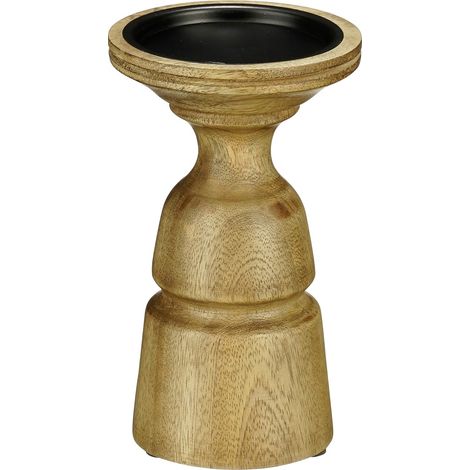 Mica Decorations Kerzenständer Nino mango wood 10 x 17 cm dunkel braun Kerzenhalter