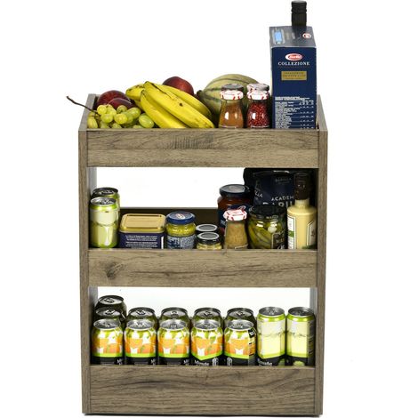 Iris Ohyama, Scaffale con ruote/mobili da magazzino con ruote/carrello/desk in legno, Facile da spostare e con ruote regolabili, Ufficio, soggiorno, studio - Storage Cart WSW-280 - Cenere marrone (1/5)