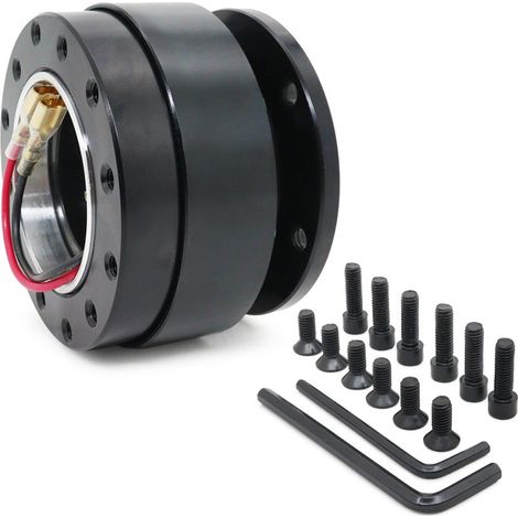 Volant à Dégagement Rapide, 6 Trous Universel Volant Snap Off Boss Kit Vis Boule Volant à Dégagement Rapide Adaptateur de Moyeu Kit de Démolition pour Racing Rally Motorsport, Noir (1/5)