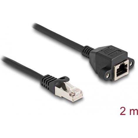 Delock Cable de extensiÃ³n RJ50 macho a hembra S/FTP 2 m negro