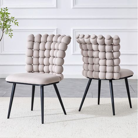 Silla de comedor de terciopelo gris claro, estilo moderno minimalista con patas de metal negro,54x48x88 cm (1/5)