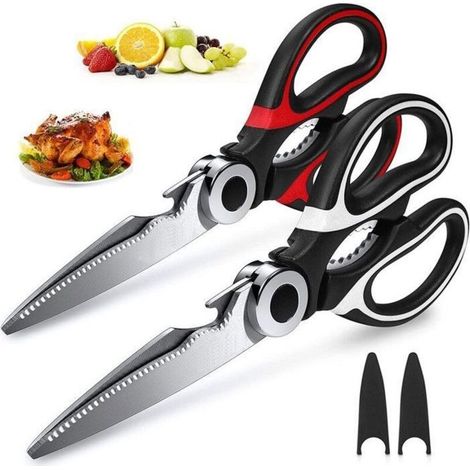Set of 2 general-purpose kitchen scissors, heavy-duty Raptor meat scissors, dishwasher-safe kitchen scissors (1/5)