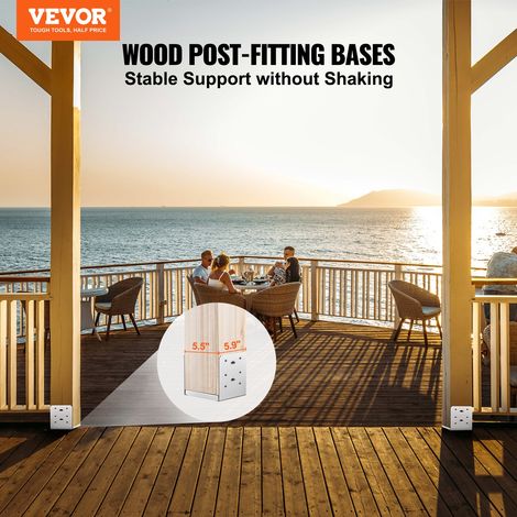 Lot de 10 Support de Poteau Bois 6''x6'' 152x152 mm Base d'Ancrage de Poteaux en Acier Inoxydable Taille Interne 140x150 mm pour Ra… (1/5)