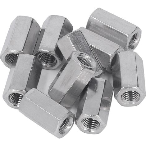 Écrou d'accouplement en acier inoxydable 304, connecteur de tige, fixation hexagonale M8 pour trou de maison, 10 pièces (1/5)