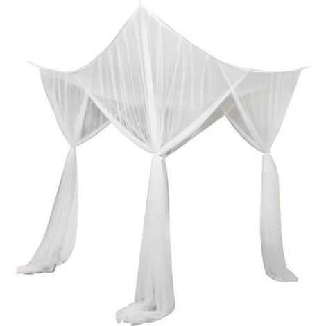 Moustiquaire de Lit Carrée, 210 x 190 x 240 cm Grand Moustiquaire Filet Baldaquin en Polyester, Quatre Portes D'installation Rapide et Facile, pour Lits Simples et Doubles - Blanc (1/4)