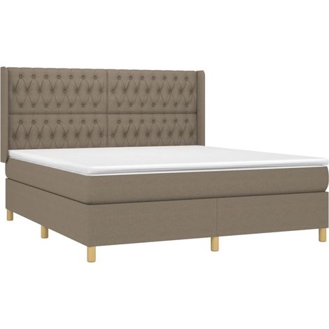 Letto a Molle con Materasso e LED Tortora 180x200 cm in Tessuto vidaXL (1/5)