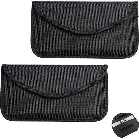 2 Pochettes Anti-Signal Blocage,Housse de Protection Contre Le Traçage,Les Ondes et Le Piratage pour Téléphone Portable et Clé de Voiture,Bloque GSM,5G,GPS,RFID,NFC (Noir) (1/5)