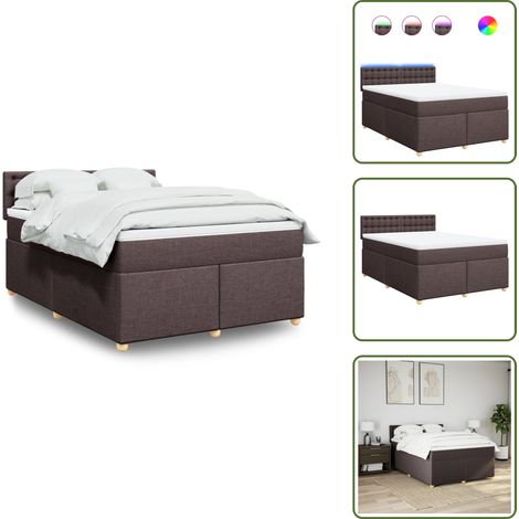 Coprimaterasso lavabile - vidaXL Giroletto a Molle con Materasso Marrone Scuro 140x200cm Tessuto - Letto con testiera