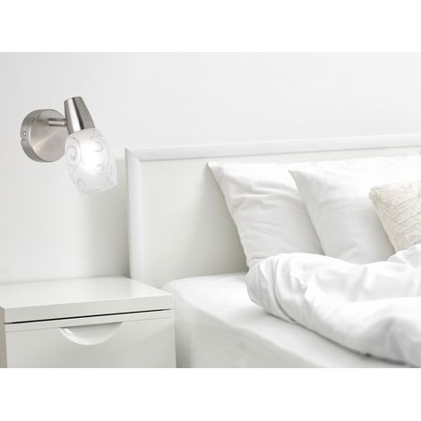 LED Wandstrahler dimmbar, Silber matt mit Dekorglas satiniert, Breite 8cm (1/5)