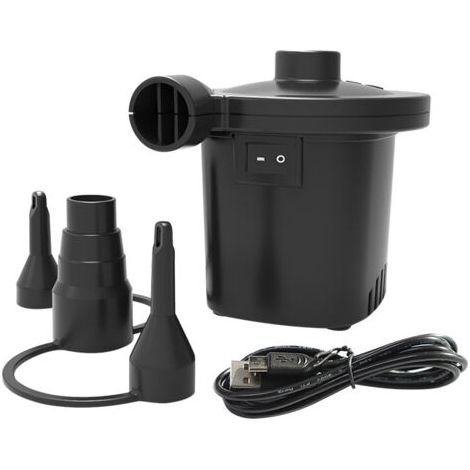 Pompe à air électrique, gonfleur électrique rechargeable avec câble USB, remplissage rapide pour gonflage/dégonflage, 3 embouts de buse et adaptateur 5 V inclus pour matelas pneumatique, piscine gonfl