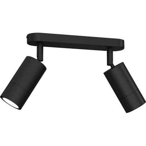 Rampe 2 spots orientables noir mat GU10 8W Luminex