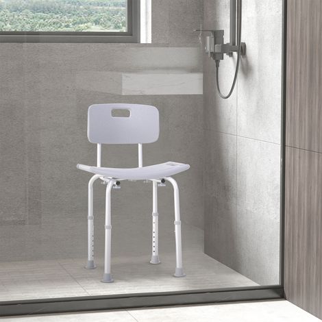 HOMCOM Chaise de Douche siège de Douche Ergonomique Hauteur réglable Pieds antidérapants Charge Max. 136 Kg alu HDPE Gris