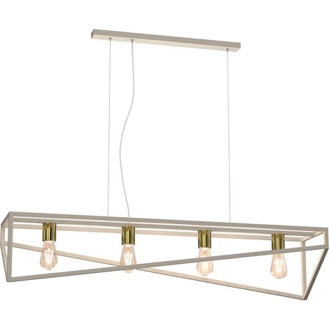 Suspension indus crème barre or Gote 4xE27 Luminex