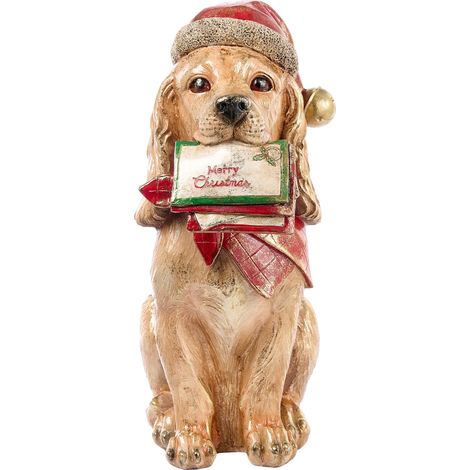 ARPIMEX Cane Natalizio Resina con Letterine Beige