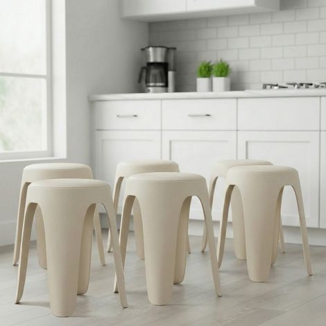 Lot de 6 tabourets empilables TOM / Beige/ 46.5x43x43