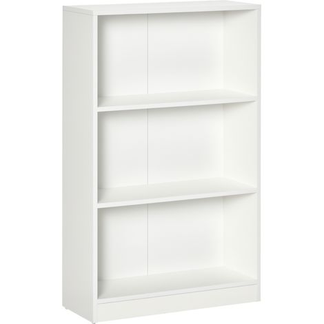 Bibliothèque, blanc, 62,2 x 24 x 102,4 cm, pour salon bureau, rangement livres, organisation maison, format pratique, usage quotidien (1/5)