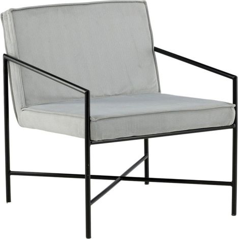 Fauteuil Design Velours Côtelé "Rakel" 78cm Gris (1/5)