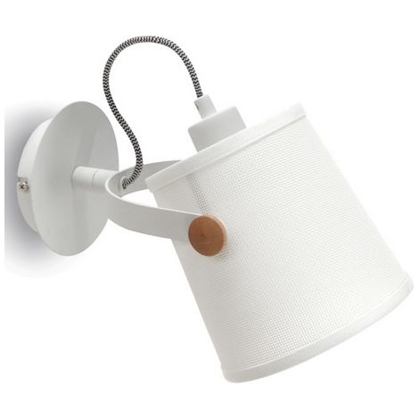 Inspired Mantra - Nordica - Lámpara de pared con pantalla blanca 1 luz E27, blanco mate, haya con pantalla blanco marfil (1/3)