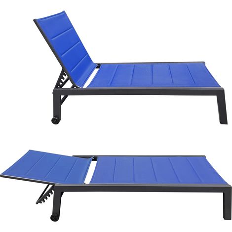Sonnenliege BARBADOS aus dunkelblauem Textilene - anthrazitfarbenes Aluminium