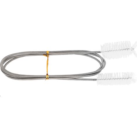 Brosse de nettoyage flexible pour tuyau, brosse à ressort pour pompe à filtre en acier inoxydable, brosse double embout (blanche) (1/5)
