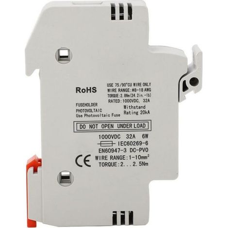 Porte fusible solaire photovoltaïque - 20A 1000VDC Matériau PC - Centrale électrique - 20A 1000VDC (1/5)