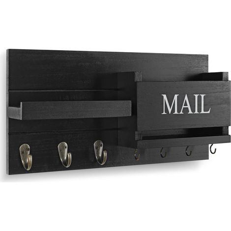Organisateur mural pour courrier et clés – étagère avec porte-lettres et crochets, rangement pratique pour entrée et couloir