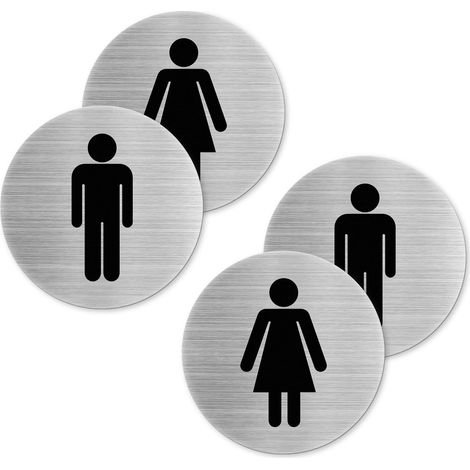 Panneau WC 9 CM Autocollant en Aluminium pour Dames et Messieurs Panneaux de Toilette Panneau de Porte de Toilette étanche pour Les invités à l'extérieur Lot de 2 (1/5)