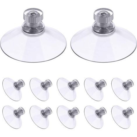 Lot de 12 ventouses en PVC transparent – Diamètre 50 mm – Avec écrou moleté – Sans perçage – Pour fenêtres et décoration (1/5)