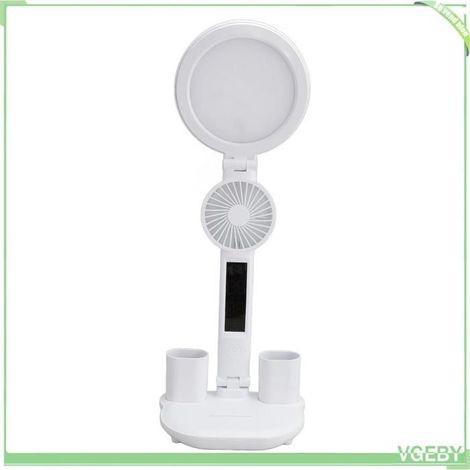 Lampe de Bureau avec Ventilateur - FAFEICY - Horloge LED - Rechargeable USB - 7W - ABS Blanc (1/4)