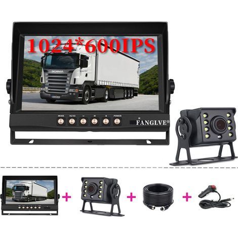 Indoor/Outdoor Surveillance Camera, 2.4GHz Wireless Backup Camera, 9 Inch LCD Screen for Trucks, Buses, RVs, Trailers, Excavators, 12V-24V, 120° Viewing Angle (1/3)