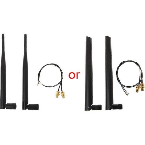 2 antennes WiFi RP-SMA femelles 6 dBi 2,4 GHz/5 GHz double bande + 2 câbles U.FL/IPEX vers RP-SMA femelles pour Mini PCIe (1/5)