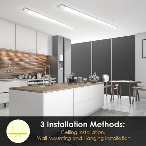 Wolketon LED Feuchtraumleuchte Deckenleuchten Keller Keller Garage Lampe Neutralweiß IP65 120 cm (1/4)