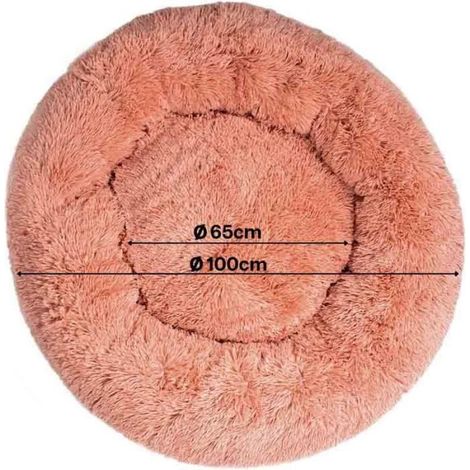 Panier Rond - Donut - Chien - 100 cm Ø - Rose - Grand Confort (1/3)