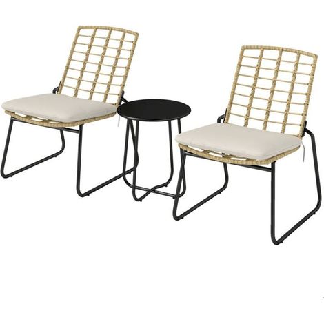Salon de jardin 3 pièces, 2 fauteuils empilables + ensemble salon de jardin, table, coussins résistants aux éclaboussures, résistant (1/5)