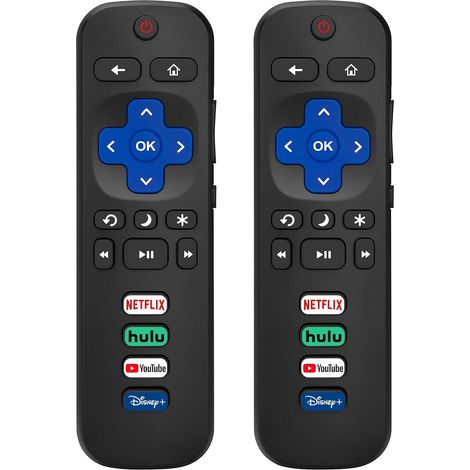 Controlador de repuesto de 2 piezas para Roku TV, compatible con televisores inteligentes TCL Roku/Hisense Roku/Onn Roku/Philips Roku. (1/5)