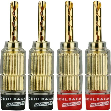 Fiche haut-parleur mâle, droit Oehlbach 3021 rouge, noir 4 pc(s) (1/2)