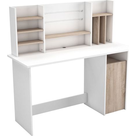 Bureau enfant avec rangement contemporain blanc/chêne Opale