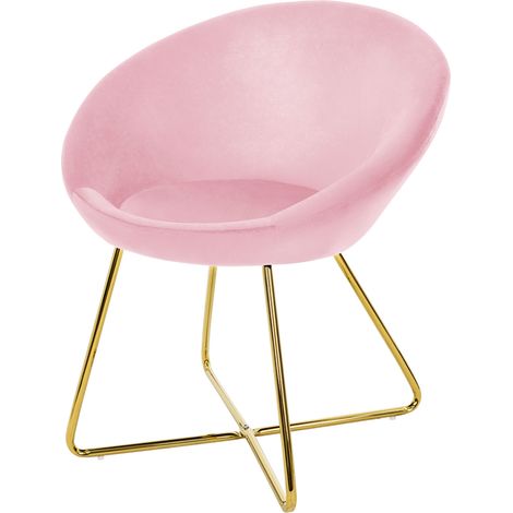 ML-Design Esszimmerstuhl aus Samt, Rosa, Wohnzimmerstuhl mit runder Rückenlehne, Polsterstuhl mit goldene Metallbeine, Ergonomische Sessel für Esstisch, Küchenstuhl Schalenstuhl Schminktisch Stuhl
