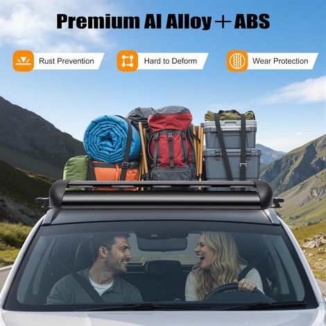 Dachkorb, 68KG Auto Dachträger, Aluminium Dachgepäckträger Korb Relingträger, Auto Dachträger, Fracht Relingträger Universal Gepäckkorb für SUV-Universalmodelle, Schwarz (127  97 cm)