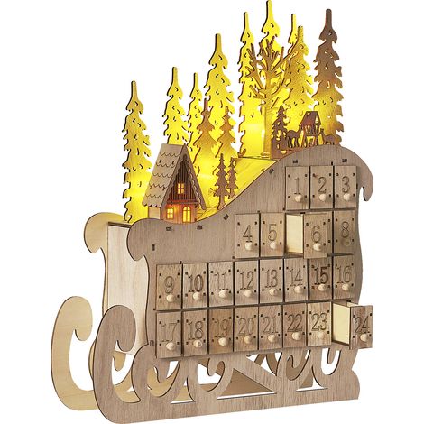 Decoración de Navidad LED marrón claro trineo calendario de Adviento Impala
