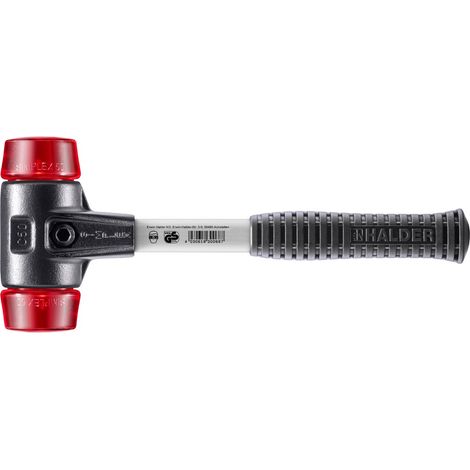 HALDER SIMPLEX Schonhammer Ø 50 mm Plastik rot mit verstärkem Tempergussgehäuse und Fiberglasstiel (1/5)