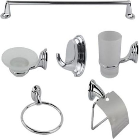 Accessori bagno metallo cromato kit 6 pz portasapone portarotolo portasciugamano 52919