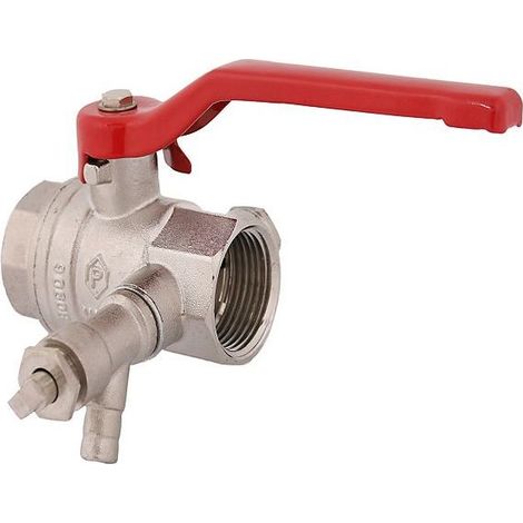 JS KUGELHAHN, MIT ENTLEERUNG, DN20 IGxIG3/4", 60MM, STAHLGR.ROT, VERNI.