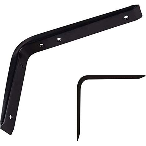 Staffe angolari 2 pezzi supporto reggimensole ad angolo retto 90 ° staffa di fissaggio 200x150x30 mm a forma di L per mensola mobile scaffale in acciaio nero (1/2)