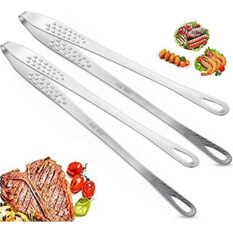 Lot de 2 pinces à barbecue en acier inoxydable, style coréen, pour chefs et réunions de famille, argentées (1/5)