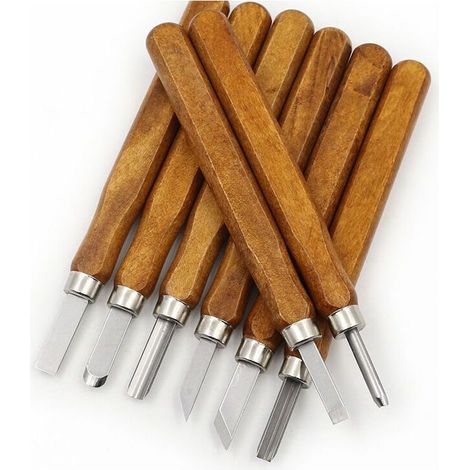 12Pcs Kit d'outils de sculpture sur bois - Ciseaux de sculpture professionnels Poignée de couteau Sculpture Sculptures Expert Carpenter Débutants avec Pierre d'Affutage (1/4)